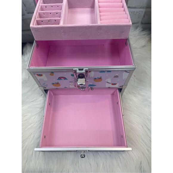 NEW RAINBOW ALPACA PATTERN JEWELRY MAKEUP CASE 82Z GIRLS - Picture 8 of 13